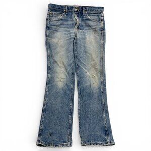 Wrangler Slim Fit Distressed Faded Denim Blue Jeans Men's Waist 34 x 32 Inseam